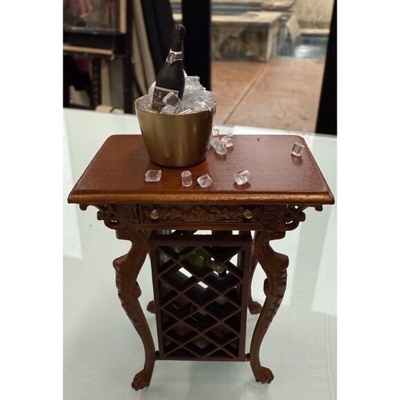 BESPAQ DOLLHOUSE MINIATURE FANTASY LYRE BAR wine rack And...